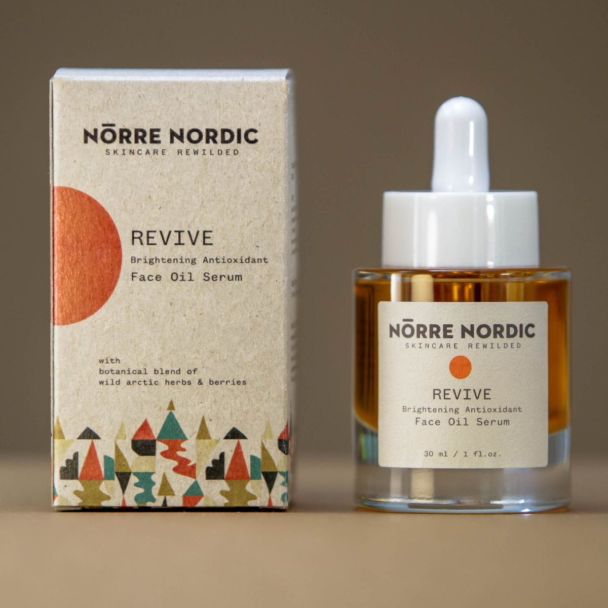 Nörre Nordic REVIVE Brightening Antioxidant Face Oil Serum bottle and box